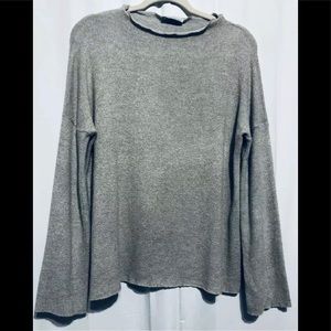 Zara Raw Hem Textured Khaki Pullover Sweater